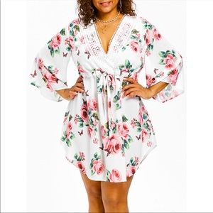 Plus Size Floral Plunge Dress